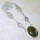 20 1/2" Fashion silver necklace set agate + pink topaz +citrine ! Gift & Jewelry