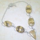 Fashion silver necklace set picture jasper + ocean jasper gemstone pendant