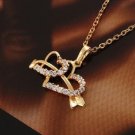 Pretty 18k gold plated Hearts & arrow Pendant Necklace ! Gift Jewelry & Love