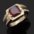 Fine fashion jewelry 10k real gold filled set red garnet zircons ring size 10