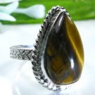 Pretty fashion silver 925 & Tiger eye ring size 7 1/4 ! Gift Jewelry and Love
