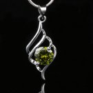 Fashion green zircom silver plated pendant + necklace ! Gift Jewelry & Love