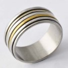 Fashion Design Yellow Gold Filled & Stainless Steel Ring Size 9 ! Gift & Jewelry