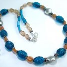 Beautiful drusy amethys & dyed mmonston & silver chai ! Gift Jewelry & Love