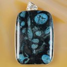 Fashion blue coral fossil stone pendant & silver 925 necklace ! Gift & Jewelry