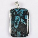 Fashion blue coral fossil stone pendant & silver 925 necklace ! Gift & Jewelry