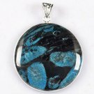 Fashion blue coral fossil stone pendant & silver 925 necklace ! Gift & Jewelry