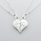 Fashion solid silver 925 pendant broken heart with 2 chains ! Gift & Jewelry