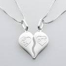 Fashion solid silver 925 pendant broken heart with 2 chains ! Gift & Jewelry