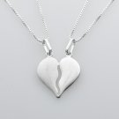 Fashion solid silver 925 pendant broken heart with 2 chains ! Gift & Jewelry