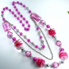 Special pretty colored glass and shell silver necklace ! Gift Jewelry & Love