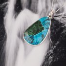 Sterling silver 925 necklace & pendant set natural Eilat King Solomon gemstone