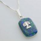 Fashion sterling silver 925 necklace & Eilat stone Israel pendant set Menora