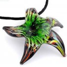 Lotus Sea Star Art Murano Glass Pendant Ribbon Necklace ! Gift Jewelry & Love