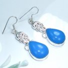 Fine pale blue silver & natural chalcedony earrings ! Gift Jewelry & Love