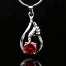 Fashion red zircon gemstone silver plated pendant + necklace ! Gift & Jewelry