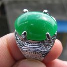 Fashion retro natural green jade Thailand silver ring size 10 ! Gift & Jewelry