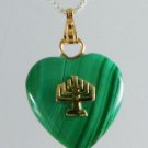 Malachite stone pendant 14k gold candelabrum 925 chain ! Gift Jewelry & Love