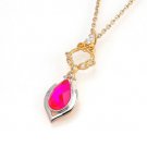 Beautiful 18k Gold Plate pink zircon pendant & necklace ! Gift Jewelry & Love