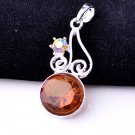 Fashion silver necklace & pendant set Classic Topaz gemstone ! Gift & Jewelry