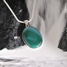 Fashion silver chain & pendant set green Onyx Agate stone ! Gift Jewelry & Love