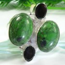 Grreen Turquoise & Hematite silver 925 ring size 8 ! Gift Jewelry & Love