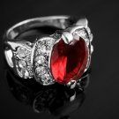 Special gold plated red garnet woman gentle ring size 8 ! Gift Jewelry & Love