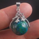 Fashion natural chrysocolla gemstone silver pendant & necklace ! Gift & Jewelry