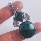 Fashion natural chrysocolla gemstone silver pendant & necklace ! Gift & Jewelry