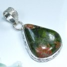 Green unakite silver 925 pendant + sterling necklace ! Gift Jewelry & Love