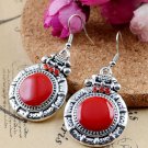 Special fashion silver & natural red coral stone earrings ! Gift Jewelry & Love