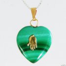Malachite pendant , 14k gold lucky talisman & chain ! Gift Jewelry & Love