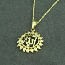 14k Gold plated & zircons Allah Islamic Pendant necklace ! Muslim Jewelry & gift