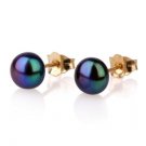 Fine High quality 14k gold & eggplant pearl earrings ! Gift Jewelry & Love