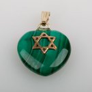 Malachite pendant 14k gold star of David + necklace ! Gift Jewelry & Love
