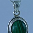 Unique Malachite stone & silver 925 pendant & necklace