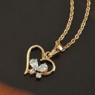 18k gold plated Heart white zircons pendant & necklace ! Gift Jewelry & Love