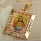 Yellow Gold Filled Jesus Christ Zircon Pendant & Necklace ! Gift Jewelry & Love