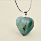 Silver necklace & pendant set green agate druzy geode heart Gift Jewelry & Love