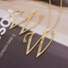 Beautiful 18k GP W letter zircons pendant and necklace ! Gift Jewelry & Love