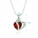 24k gold plated jewelry red crystal Heart & white zircons pendant & necklace