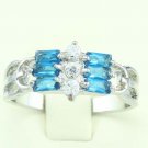 18K Gold Plated Special style Ring blue Sapphire Accent ! Gift Jewelry & Love