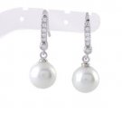 18k gold plated CZ Cubic Zirconia & Pearl Lady Earrings ! Gift Jewelry and Love