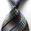 Fashion Accessory Gray Striped Silk Classic Woven Necktie - Men's Tie