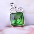 Fashion silver necklace & pendant set classic Emerald gemstone ! Gift & Jewelry