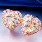 Fashion 18K Rose Gold Plated Heart Design Champagne Cubic Zircons Hoop Earrings