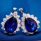 18K Gold Plated Beautiful Blue Cubic Zircons Earrings ! Gift Jewelry & Love