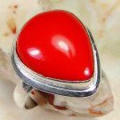Fashion retro design silver set red coral ring size 8 ! Gift Jewelry & Love