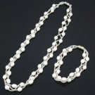 Fresh Water White Pearl Necklace /18" Bracelet /7" set ! Gift Jewelry & Love