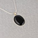Fashion silver chain & pendant set black Onyx Agate stone ! Gift Jewelry & Love